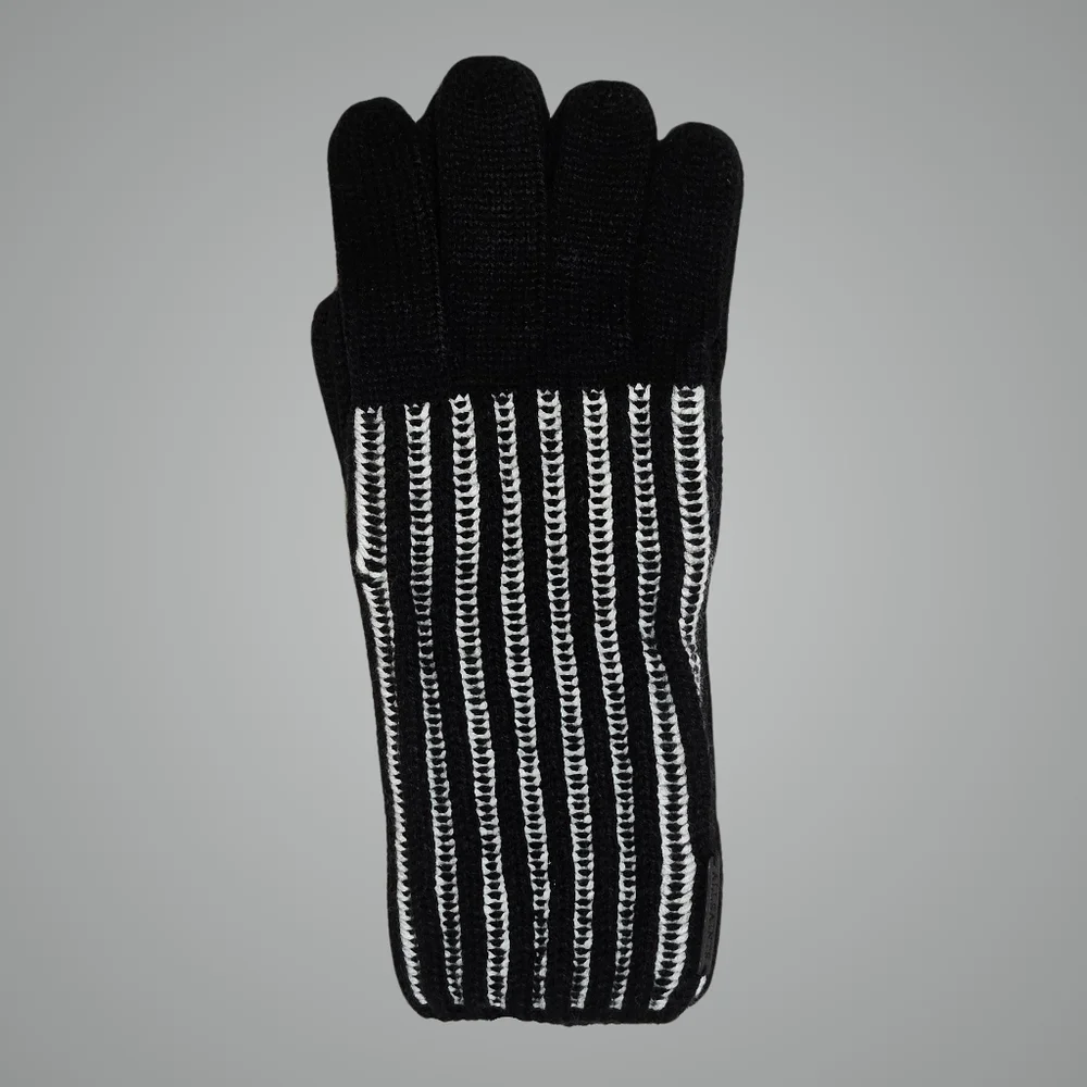All Saints Gloves Black Multi Wool Blend Plaited Rib Gift Outdoor Grunge Winter